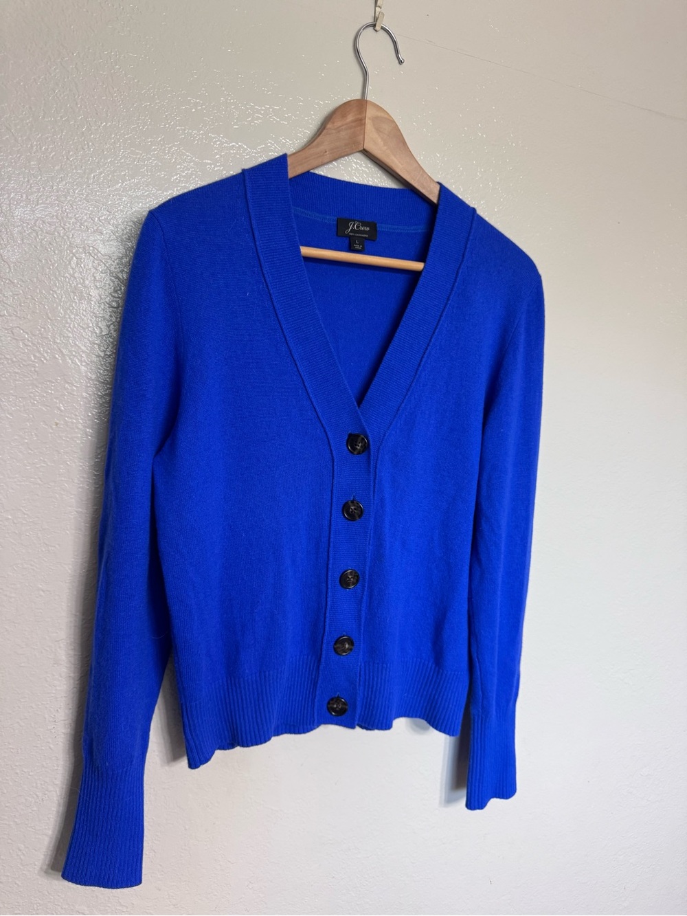J. Crew Women's Bright Blue V-Neck Button Cardigan